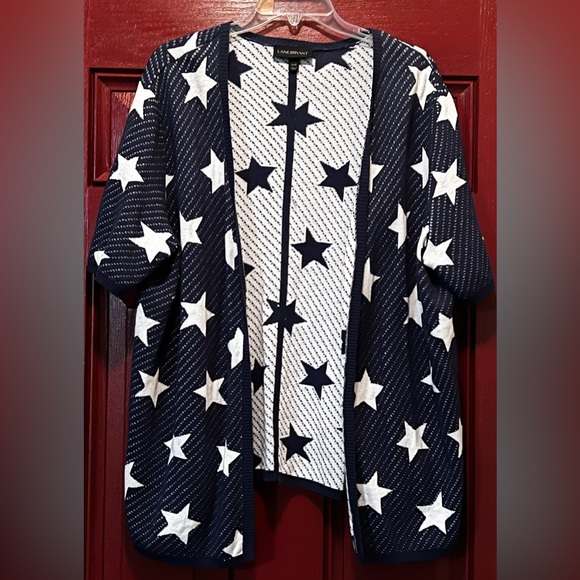 Lane Bryant Navy-White Sweater Cardigan Size 14/16 - Picture 1 of 3